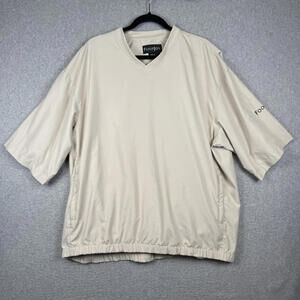 FootJoy Men’s L Golf Windbreaker Pullover V-Neck Beige Short Sleeve Jacket